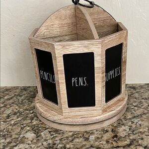 NWT Rae Dunn Wood Spinner Pen, Pencil Holder